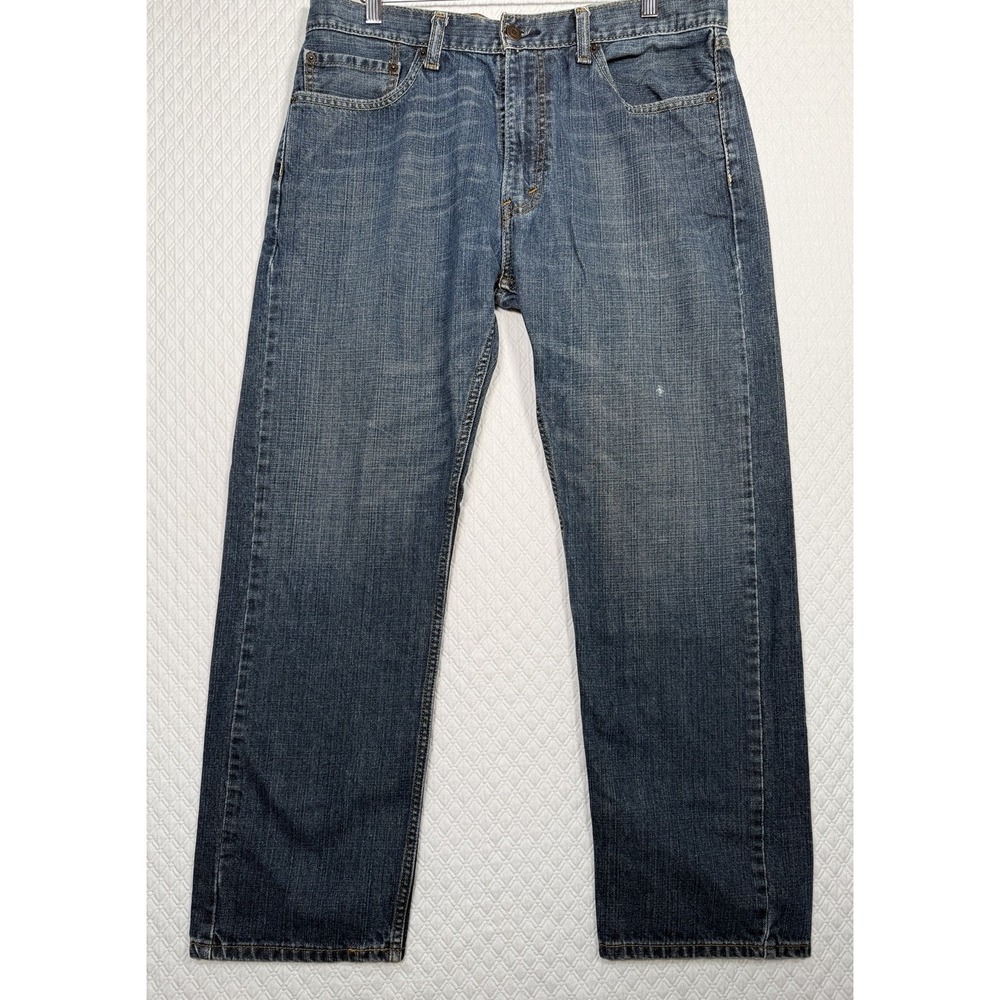Levi's 505 Jeans Mens 36x29 Regular Fit Straight Leg Blue Denim Distressed
